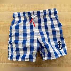 Cat & Jack toddler kids boys swim trunks sailor navy blue checkered